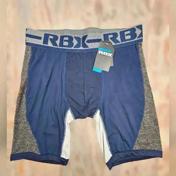 RBX Boxer Briefs blue/gray 9" inseam NWT Medium or Large - Picture 1 of 6